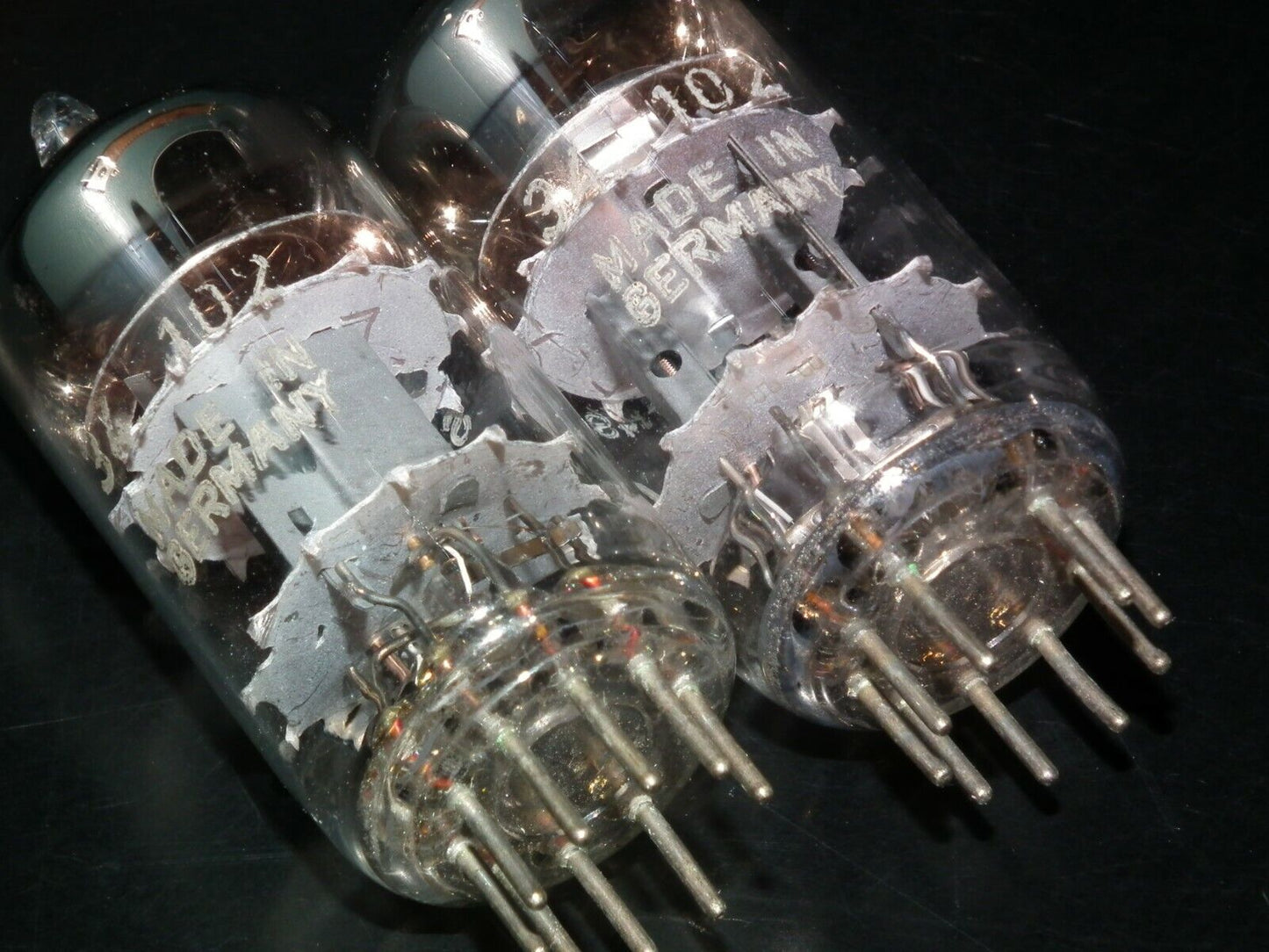 Siemens E81CC ECC801S 6201 ECC81 Matched pair triple mica W. Germany USED TESTED