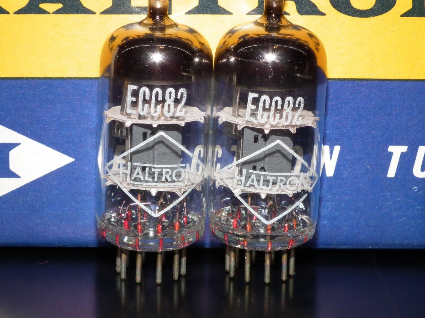 Platinum Matched Pair ECC82 Haltron London 12AU7 NOS NIB Balanced sections