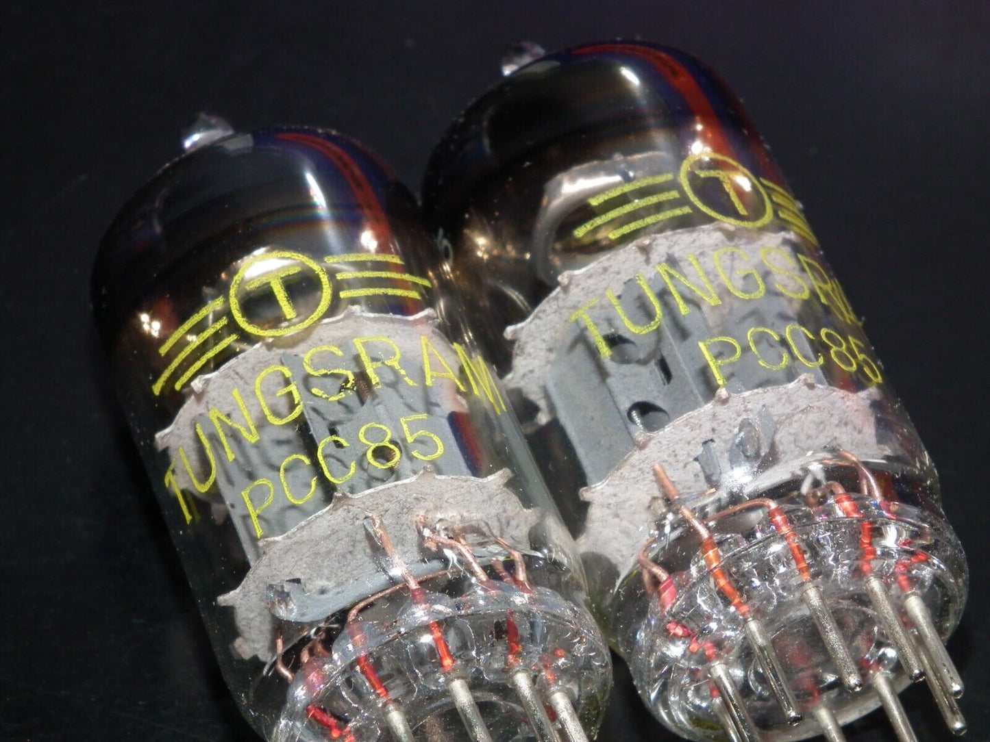 PCC85 Tungsram Austria Platinum Matched Pair NOS NIB RARE Thick Getter late 50s