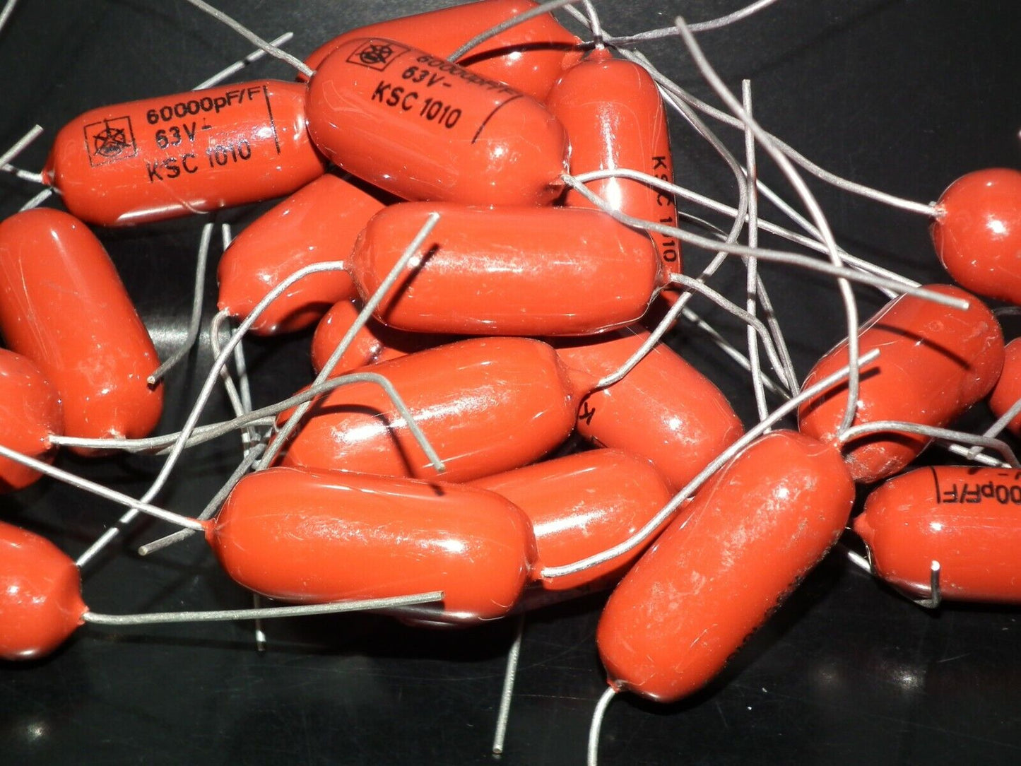 Two polystyrene capacitors 60000pF 0.060uF 63V ISKRA SIEMENS HI End Tube