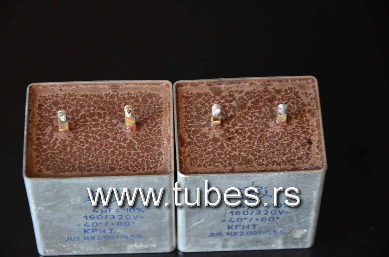 Two vintage PIO capacitors 4uF 160/320V Iskra Yugoslavia for tube audio preamp