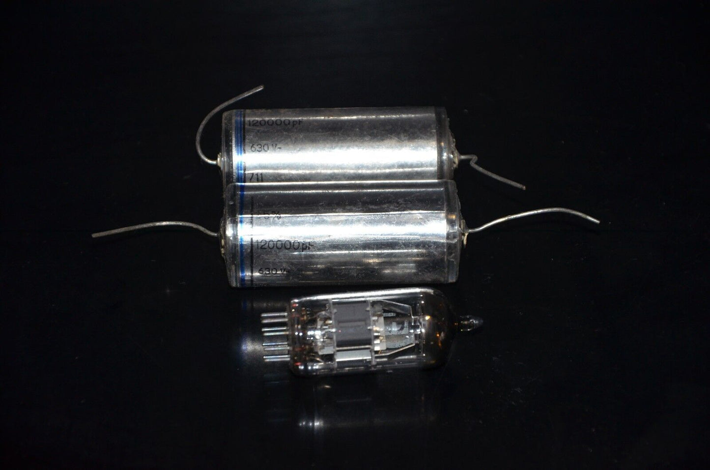 Two vintage NOS Polystyrene Capacitors 0.12u/630V Siemens Klangfilm Tube Audio