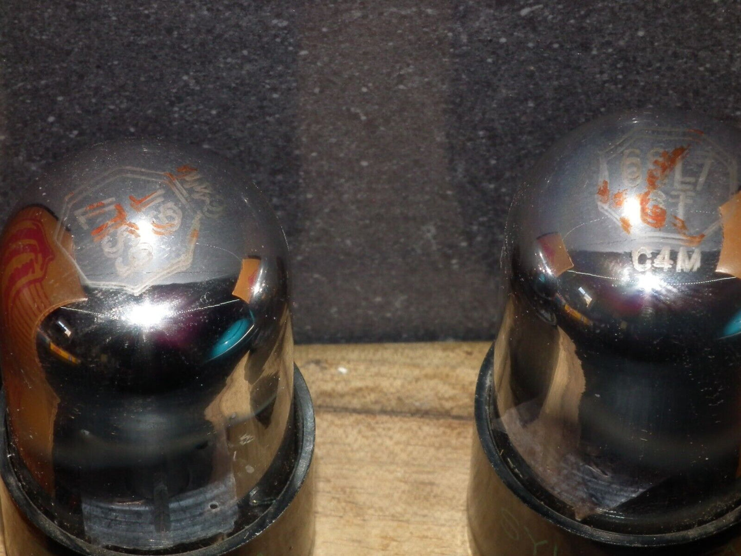 Platinum Matched Pair Sylvania 6SL7GT NOS NIB Chrome Tops Short Bulb Used 135%