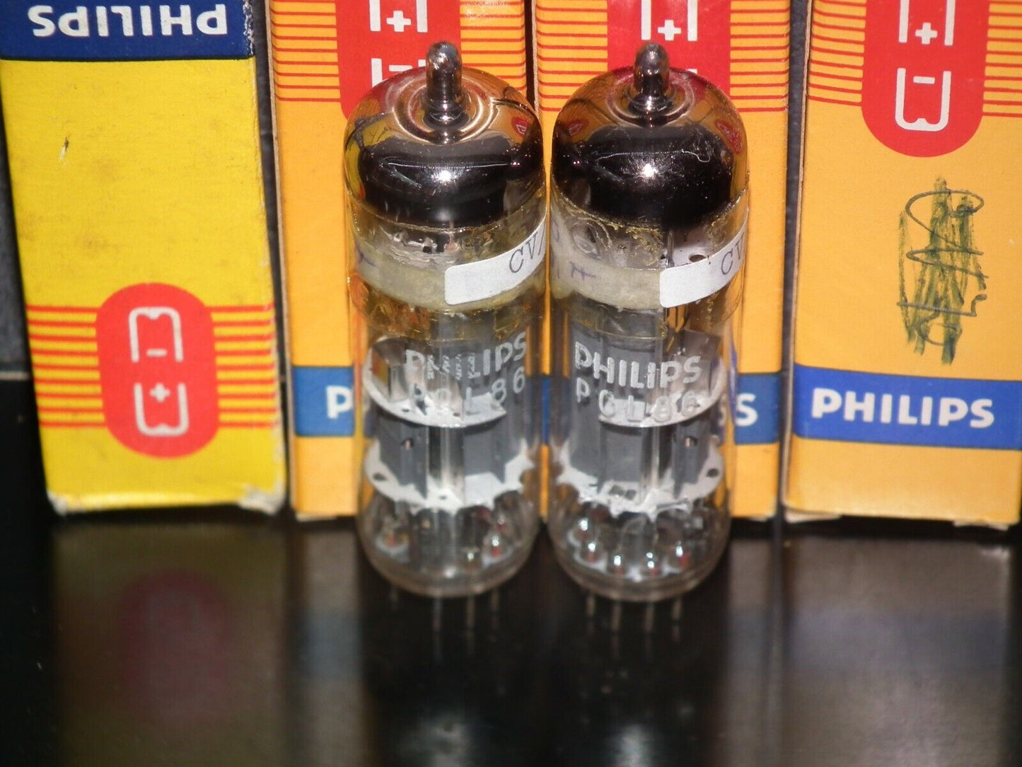 Platinum Matched Pair PCL86 14GW8 Philips NOS NIB Same codes Late 60s Holland