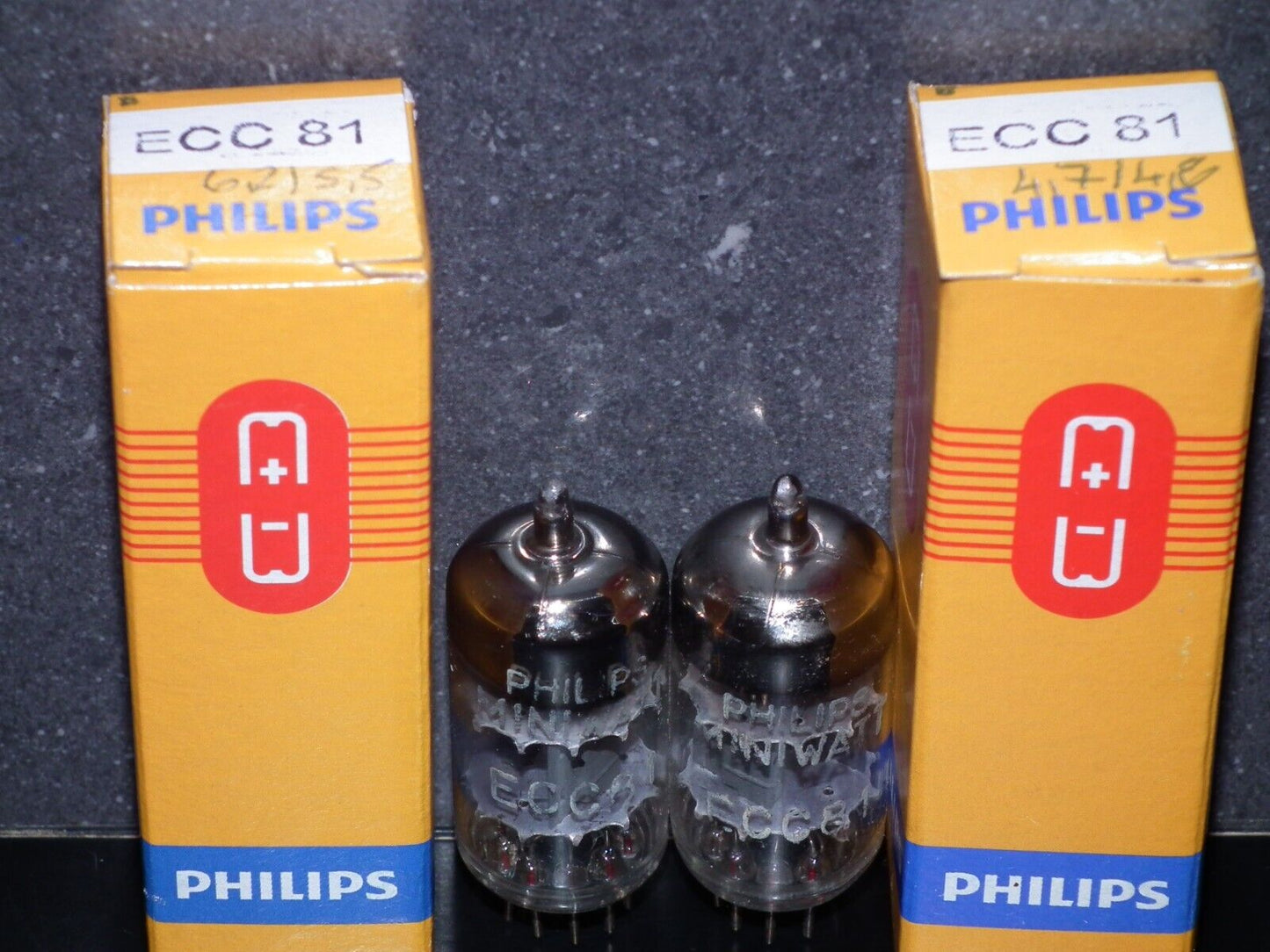 ECC81 12AT7 Philips (Used, matched pair) Suresnes France tube plant