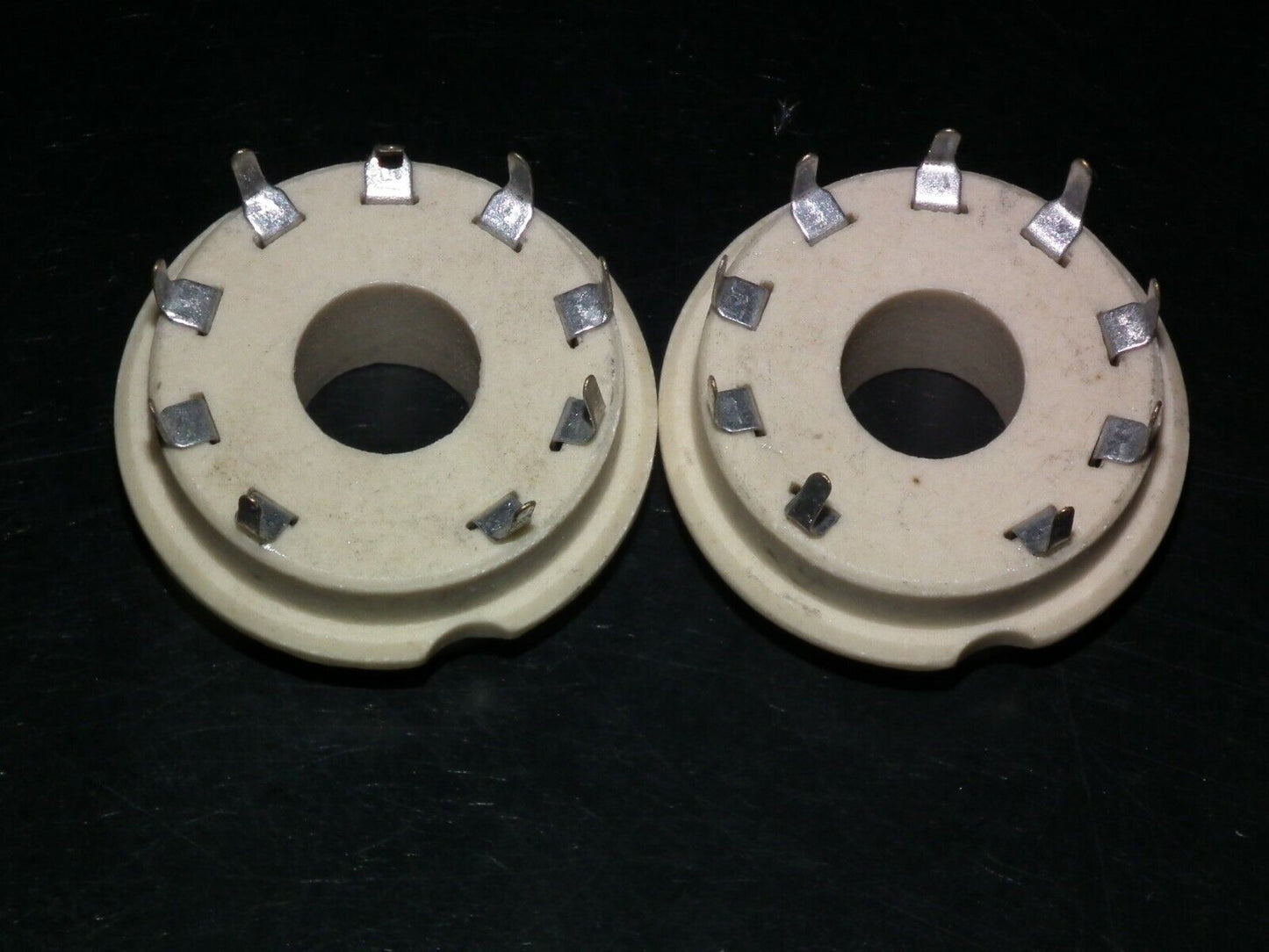 Two VINTAGE NOS Magnoval Vacuum Tube Ceramic Socket for PCB West Germany 60s