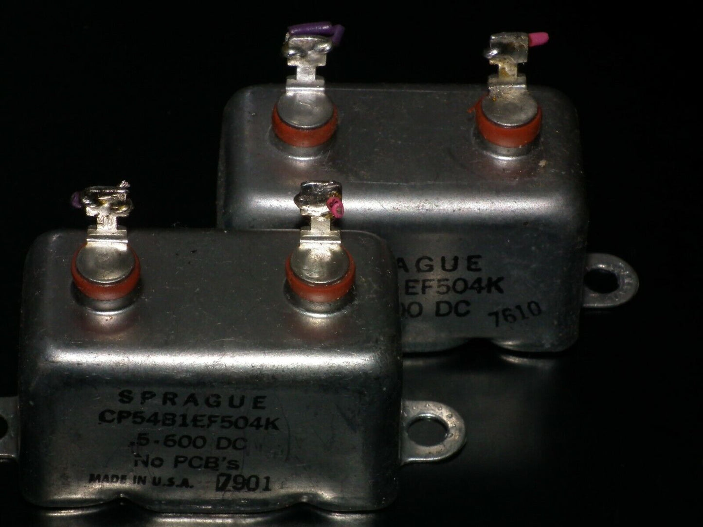 Two (2 pcs) RARE PIO Capacitors 0.5mfd 600V 0.5u Sprague USA