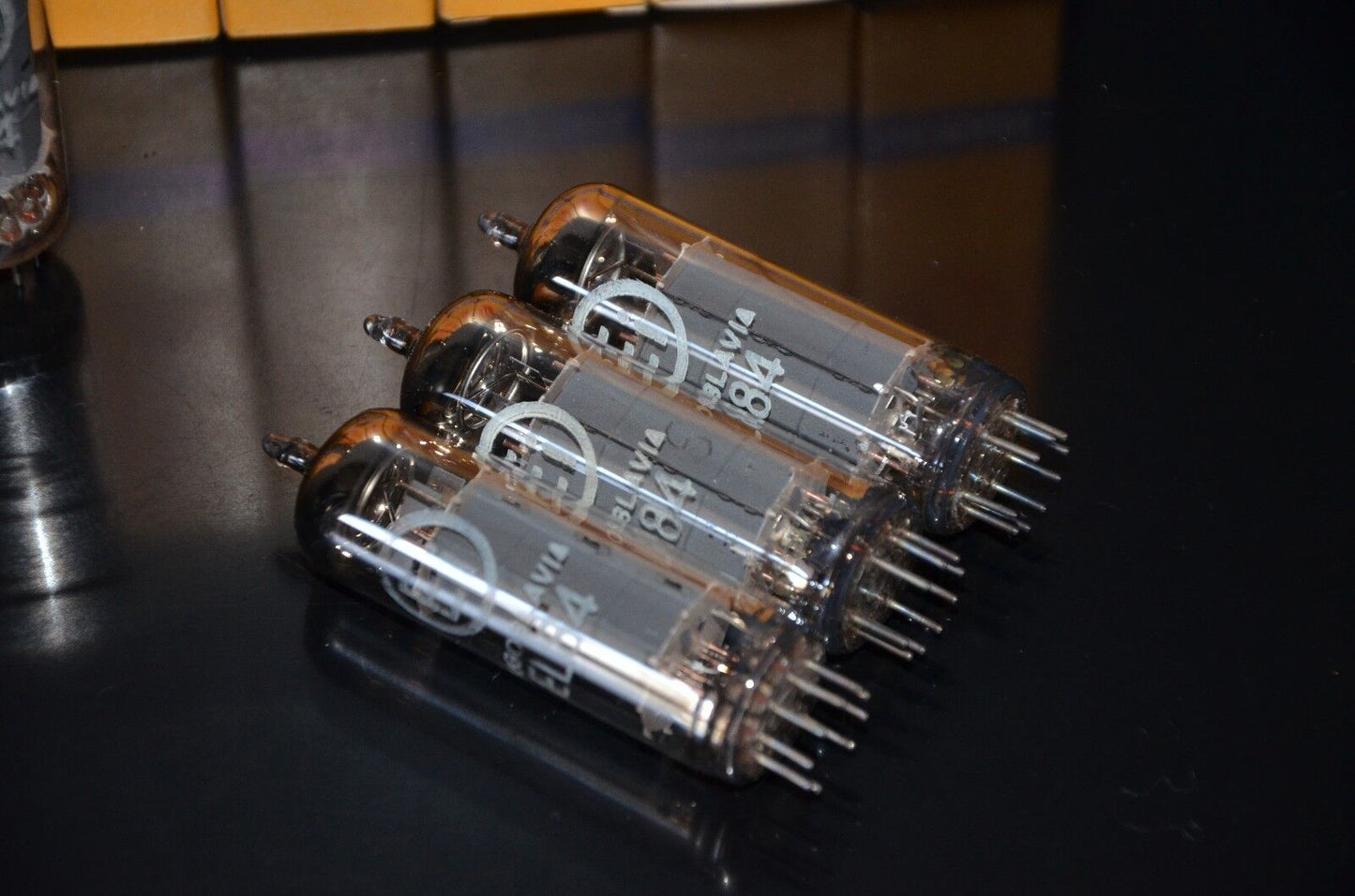 EL84 6BQ5 EI Mullard - NOS platinum matched quad Made in Yugoslavia Philips tool