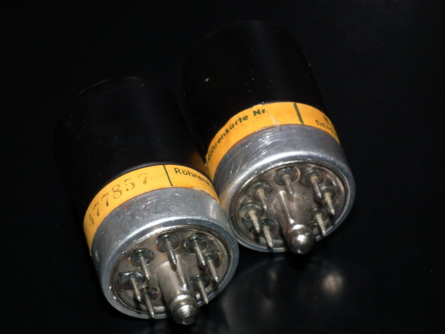Matched pair C3m Siemens, used, tested NOS. Rare Engraved Tops! Close numbers.