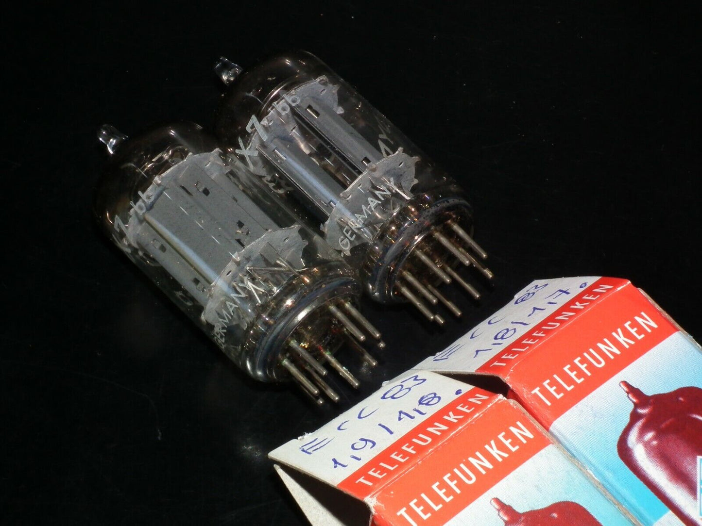 ECC83 Telefunken 12AX7 Matched Pair Smooth plates, diamond bottom, DYNACO USED