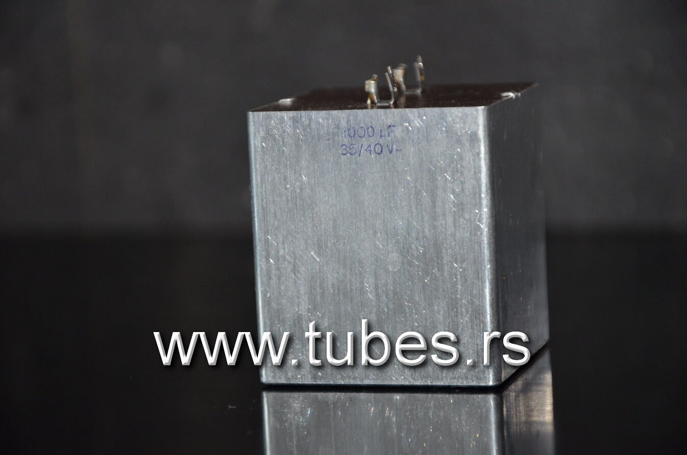 One vintage Siemens electrolytic capacitor 1000uF / 35VV Klangfilm Elyt rauh IA