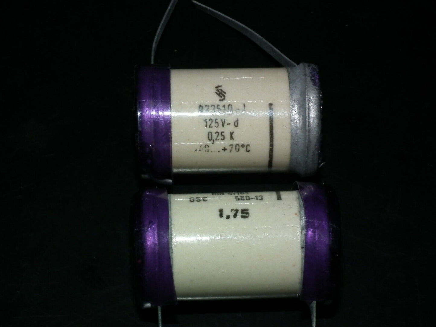 Two vintage Sikatrop Capacitors 0.25mfd 125V Siemens Klangfilm Hi End 250nF 125V
