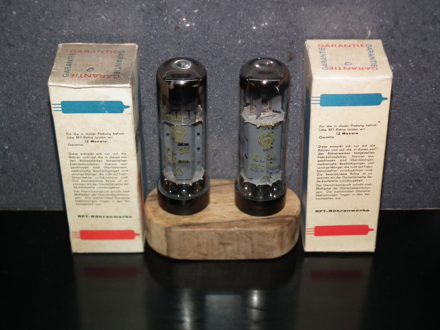 EL34 RFT RARE Short Base Platinum Matched Pair 085 Germany 60s Tested NOS 100%