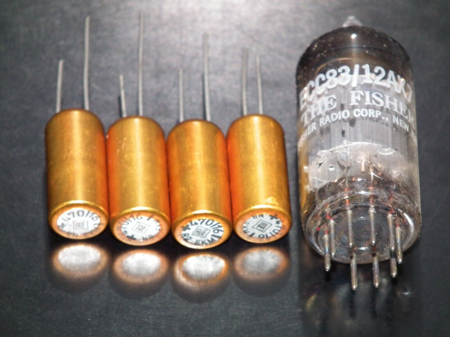 Four vintage NOS electrolytic capacitors 470uF 16V ROE Gold Serie Germany 470mfd