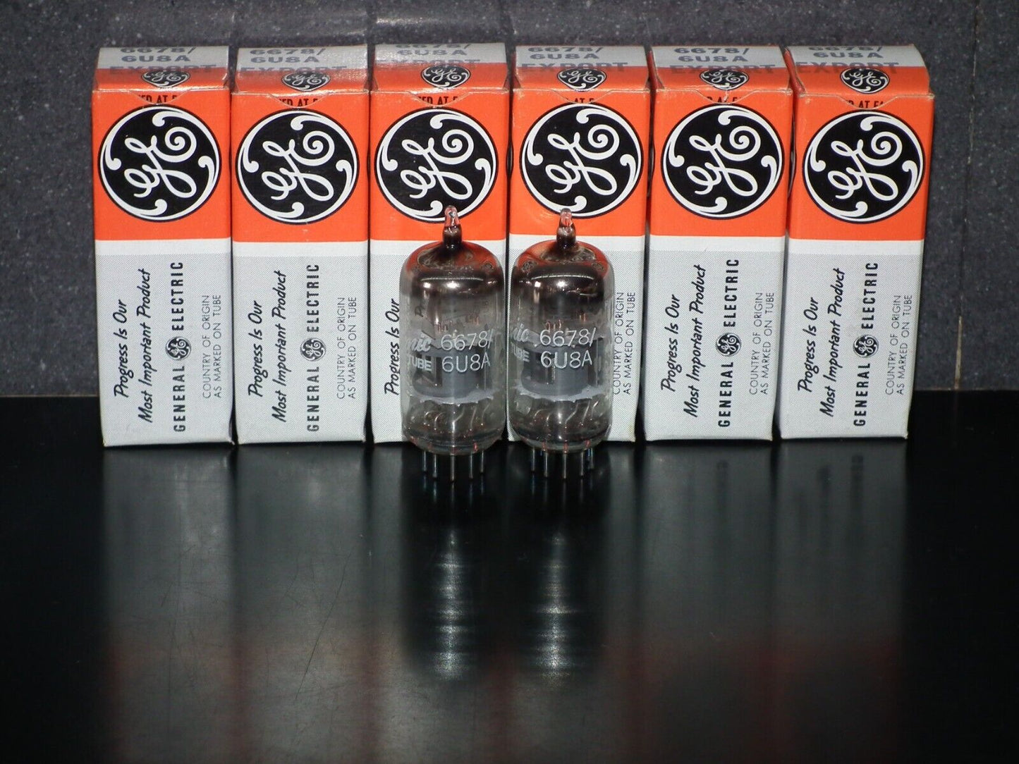 Platinum matched pair 6678 General Electric 6U8A NOS NIB 6GH8A ECF82 6EA8