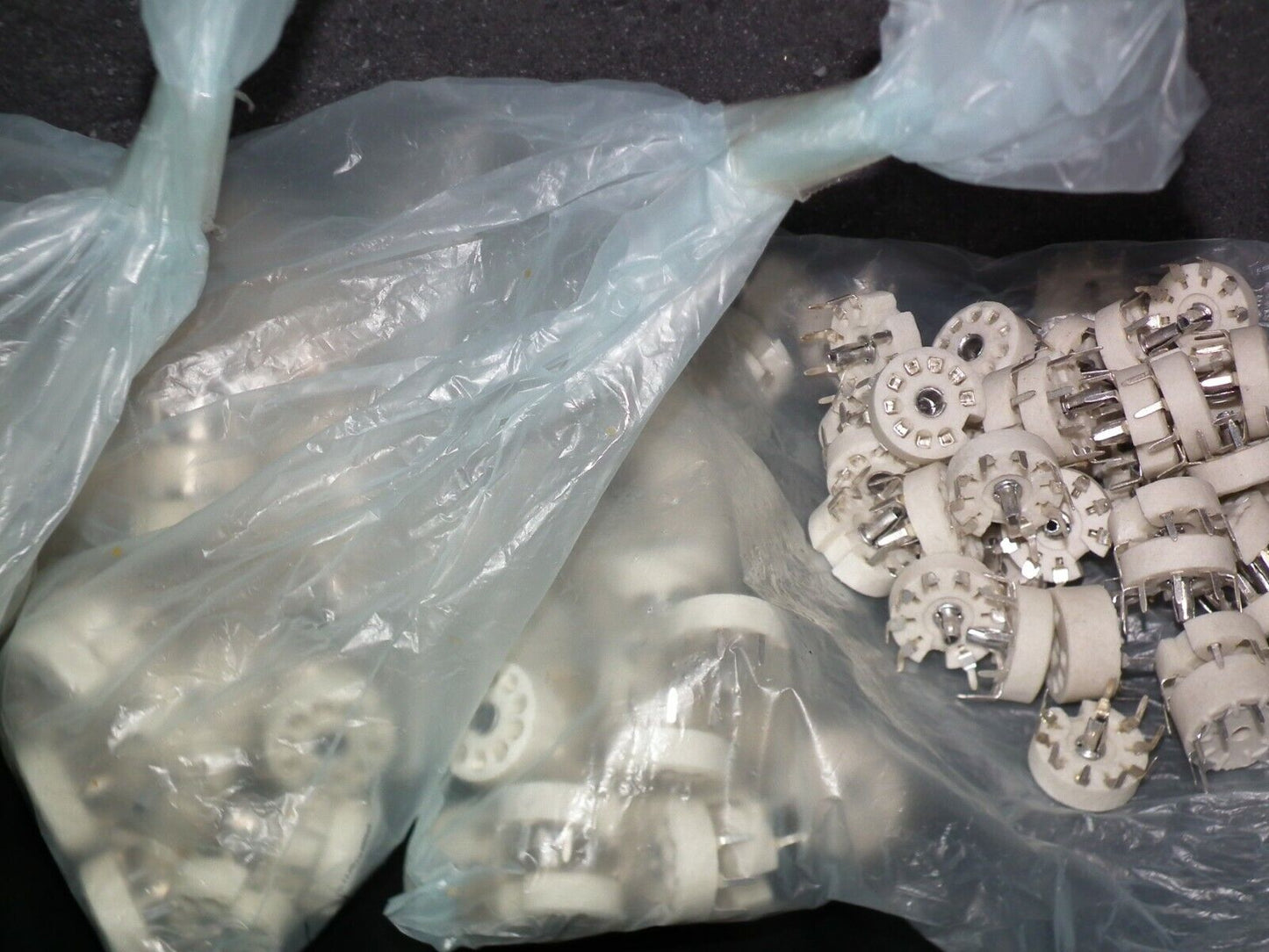 Four (4) VINTAGE NOS Noval Vacuum Tube Ceramic Socket for PCB West Germany 60s