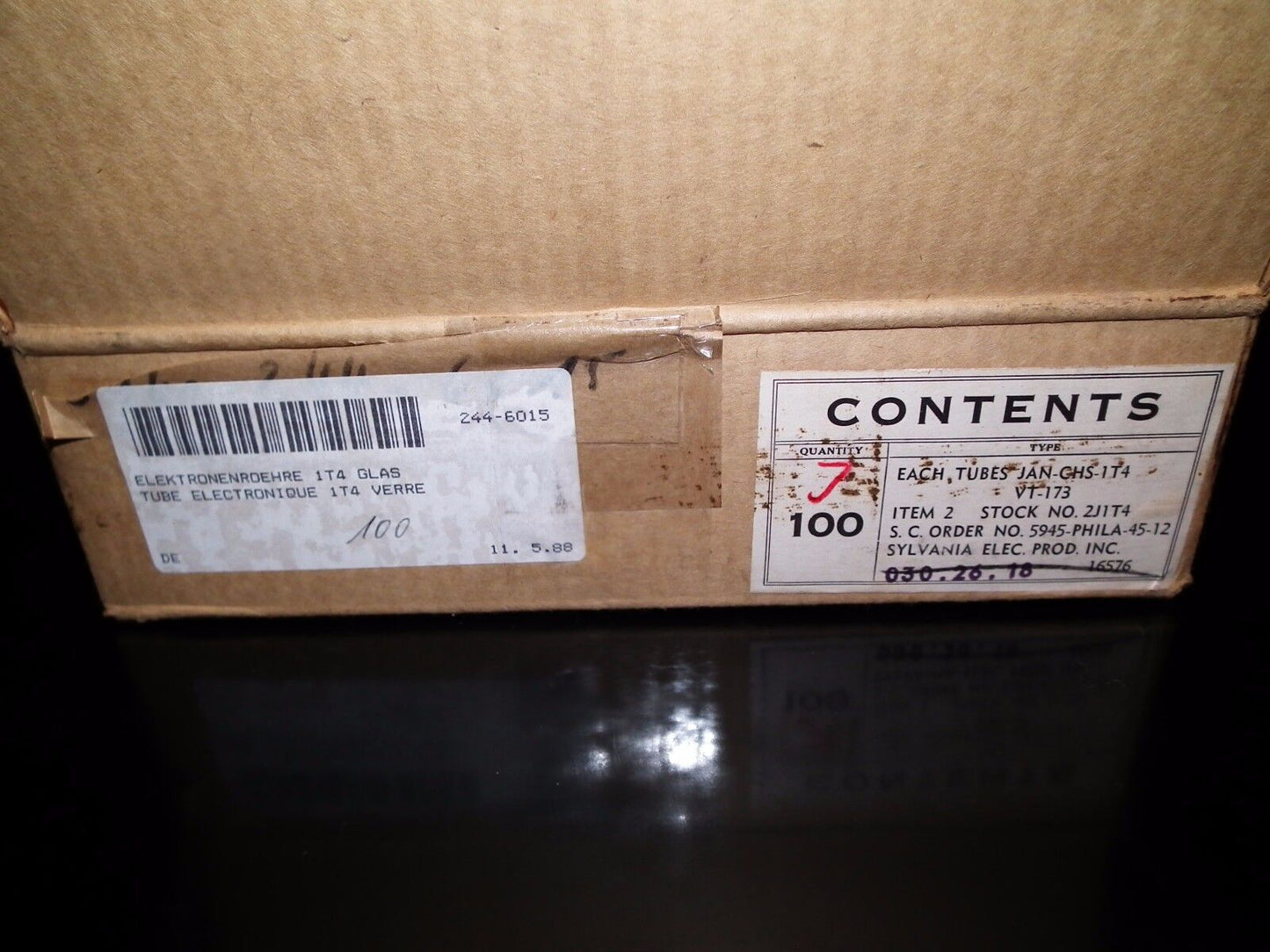 1T4 DF91 Sylvania NOS Platinum matched pair (rare square getter JAN WWII 1944)