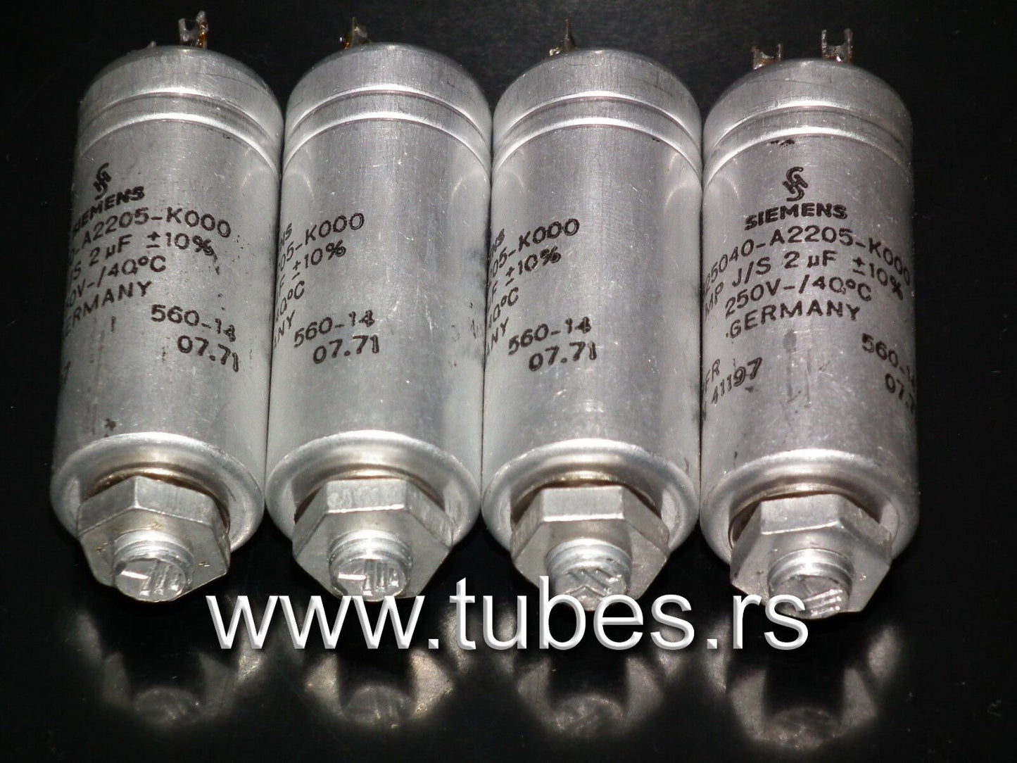 Two vintage Siemens PIO capacitors 2.0 uF / 250V Klangfilm tube audio