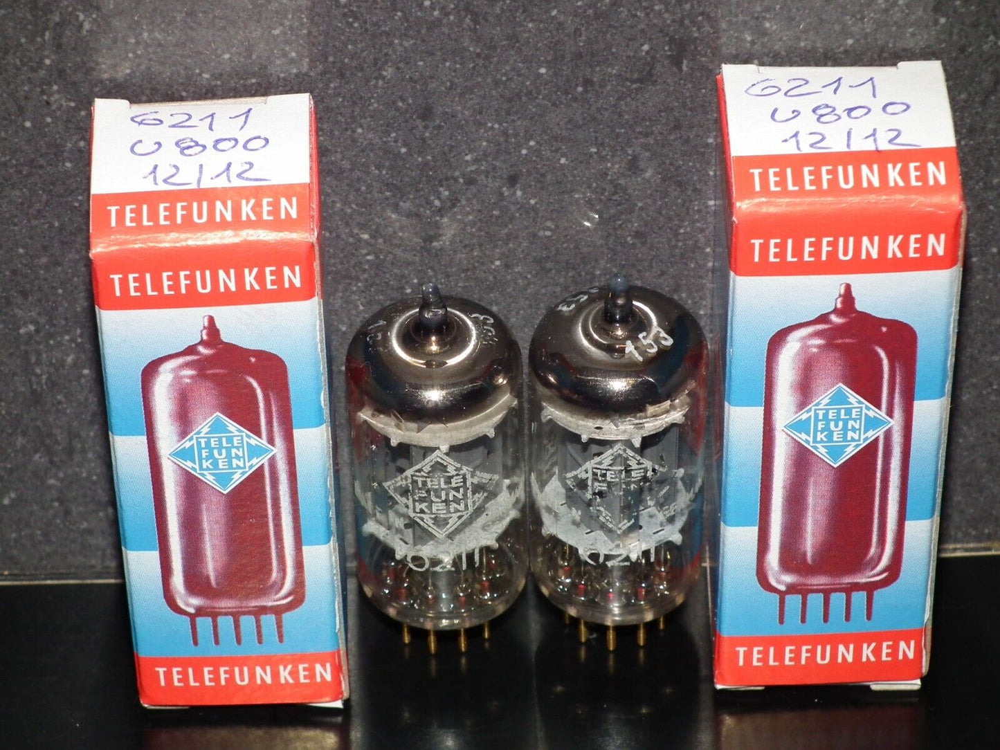 Platinum Matched Pair 6211 Telefunken ~ECC82 Tested NOS DB Gold Pins ULM ECC802S