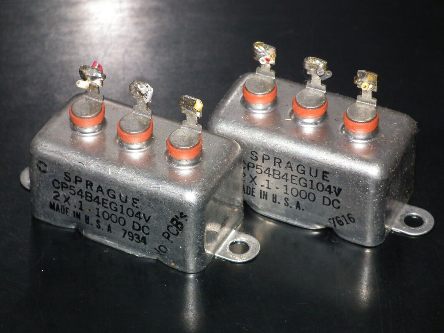 Two (2 pcs) RARE PIO Capacitors 2 x 0.1mfd 1000V 2 x 0.1u Sprague USA