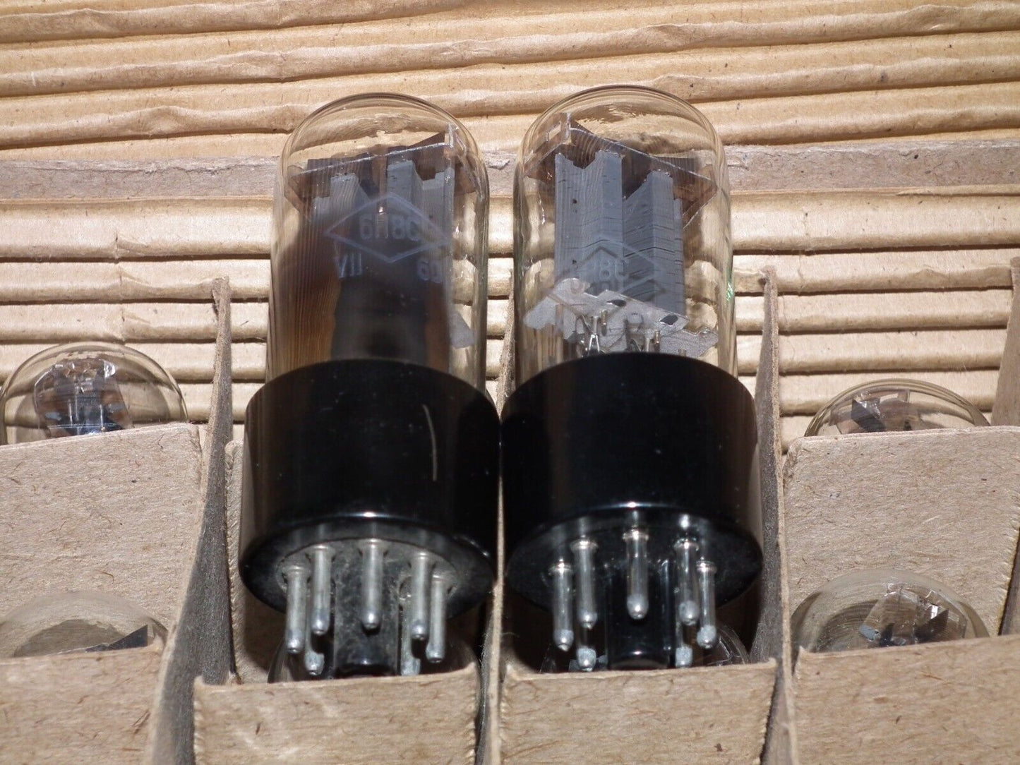 Platinum Matched Pair Foton 6SN7GT 6N8S NOS early 60s Tashkent RARE FOIL GETTER