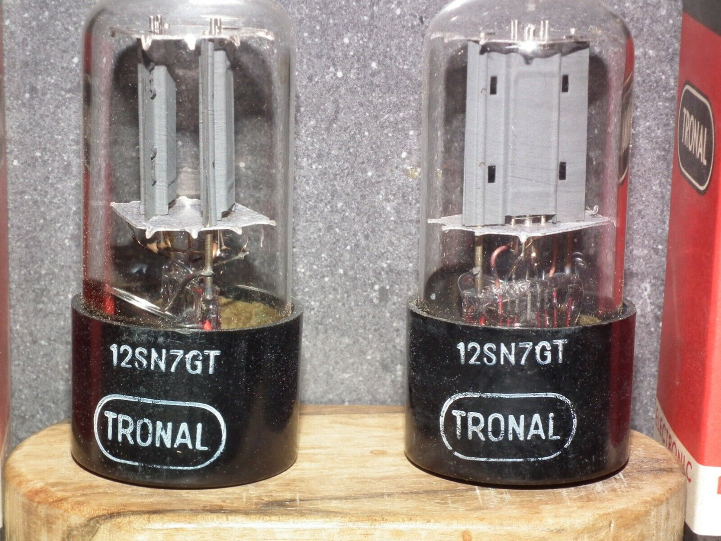 Rare Matched Pair TRONAL 12SN7GTA NOS NIB FLAT DISC GETTER old type stem