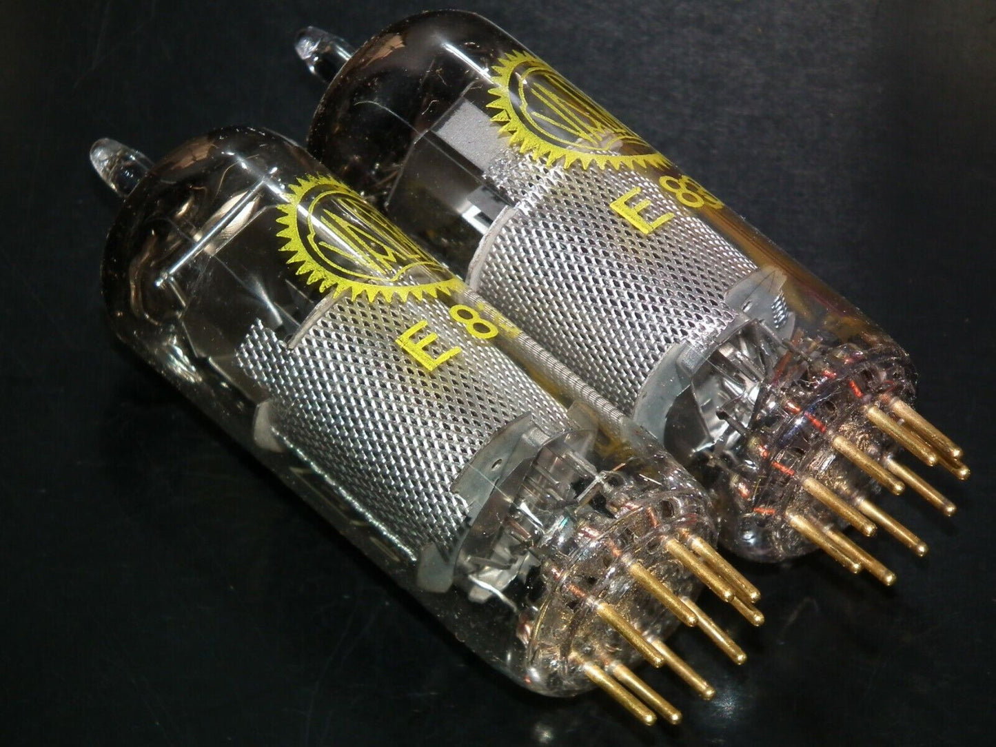 E83F Valvo Matched Pair NOS NIB Yellow Logo Philips Heerlen D Getter 1960