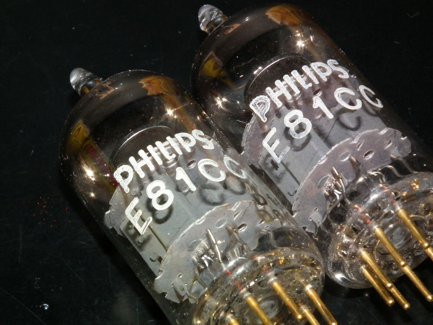 Valvo 6201 (ECC81 12AT7) NOS matched pair rebranded Philips RARE DISC GETTER