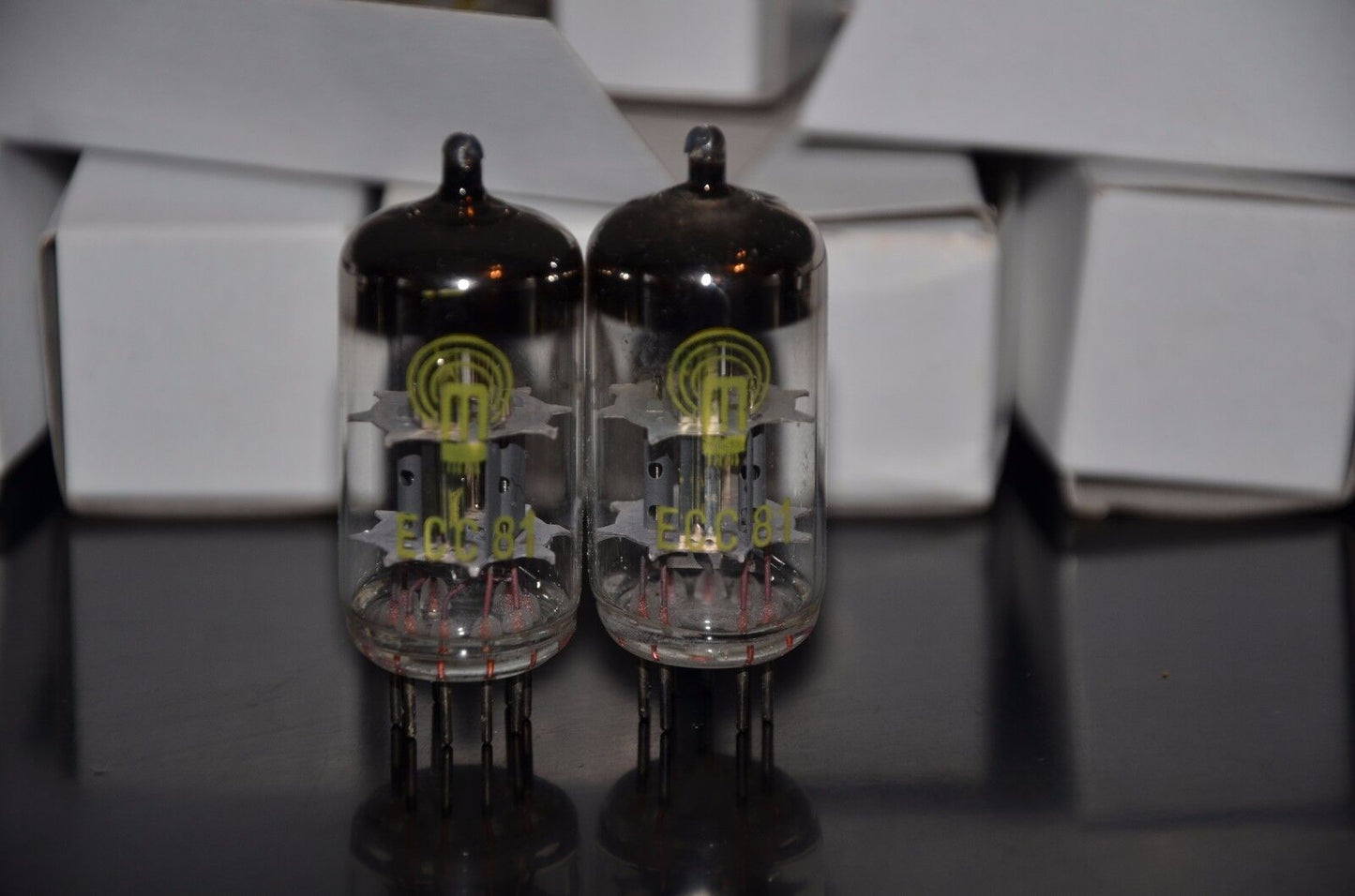 ECC81 12AT7 RFT Germany NOS Platinum Matched Pair