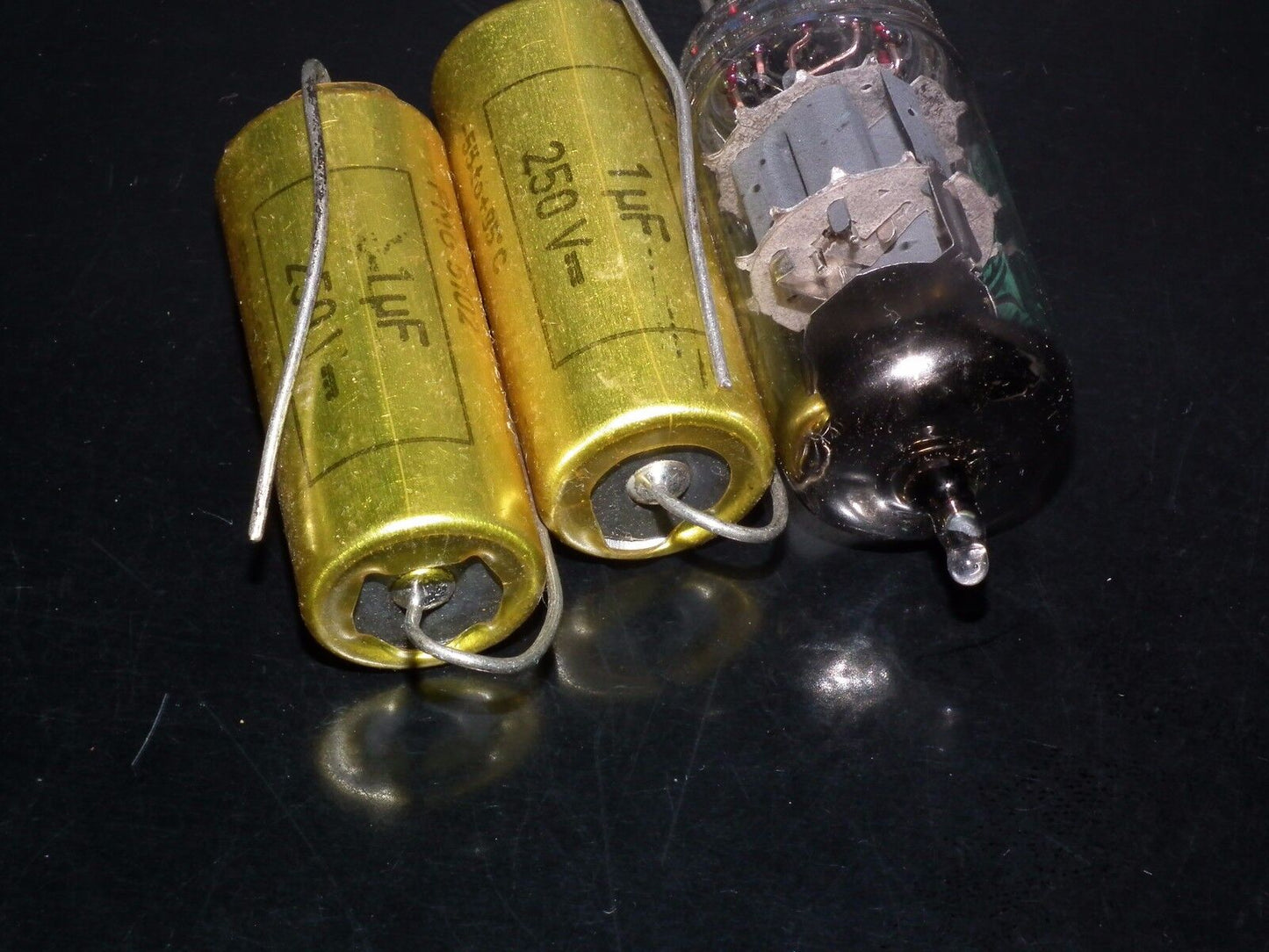 Two NOS vintage MP capacitors 1 uF / 250V Rifa Sweden PIO Paper in oil capacitor