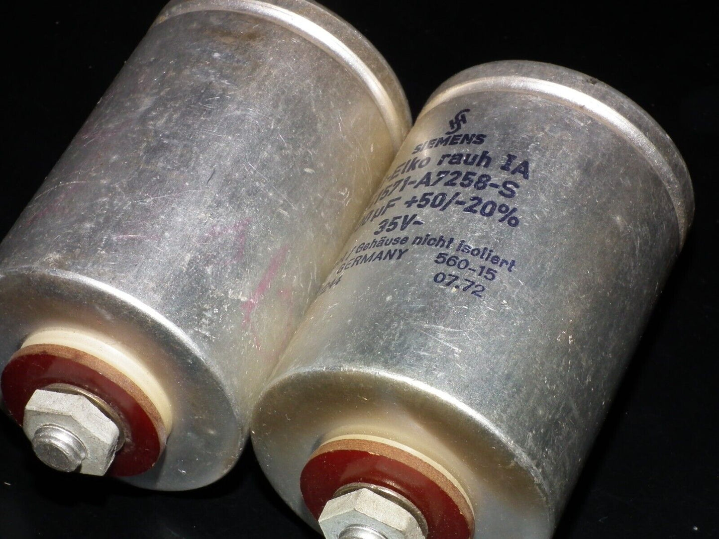 Siemens electrolytic capacitor 2500uF 35V Klangfilm West Germany 1972