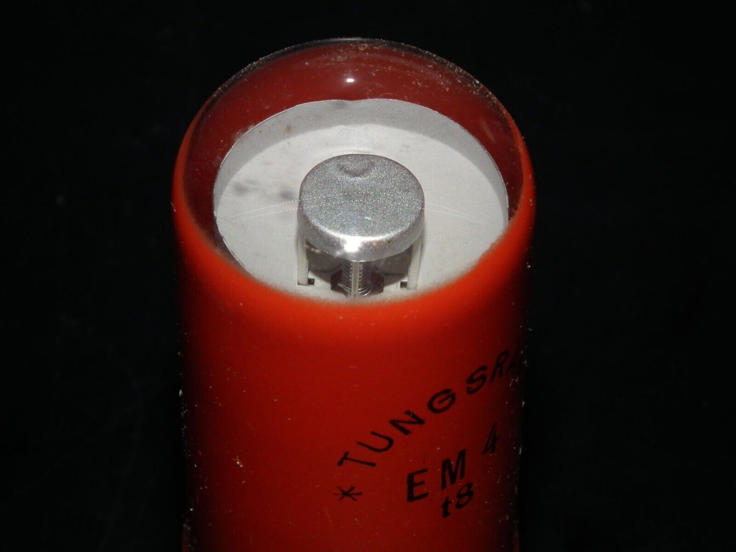 One (1 pcs) Tungsram EM4 tuning eye tube old type NOS NIB Sealed Box Red Coating