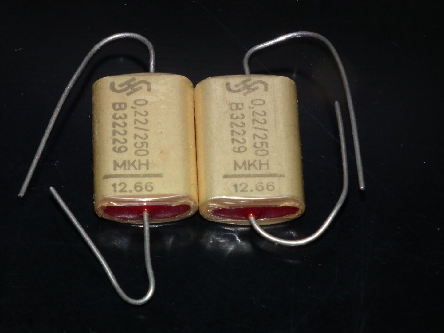 Two (2 pcs) Vintage NOS Capacitors Siemens MKH 0.22u 250V Klangfilm Audio 1966