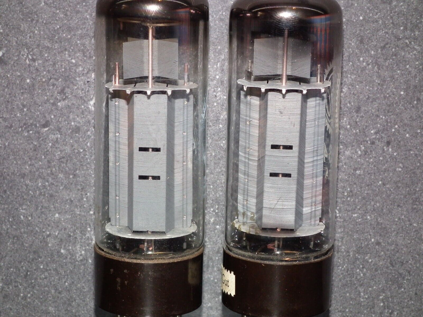 EL34 6CA7 Mullard Xf2 OO Getter Welded Anodes Platinum Matched Pair Tested NOS