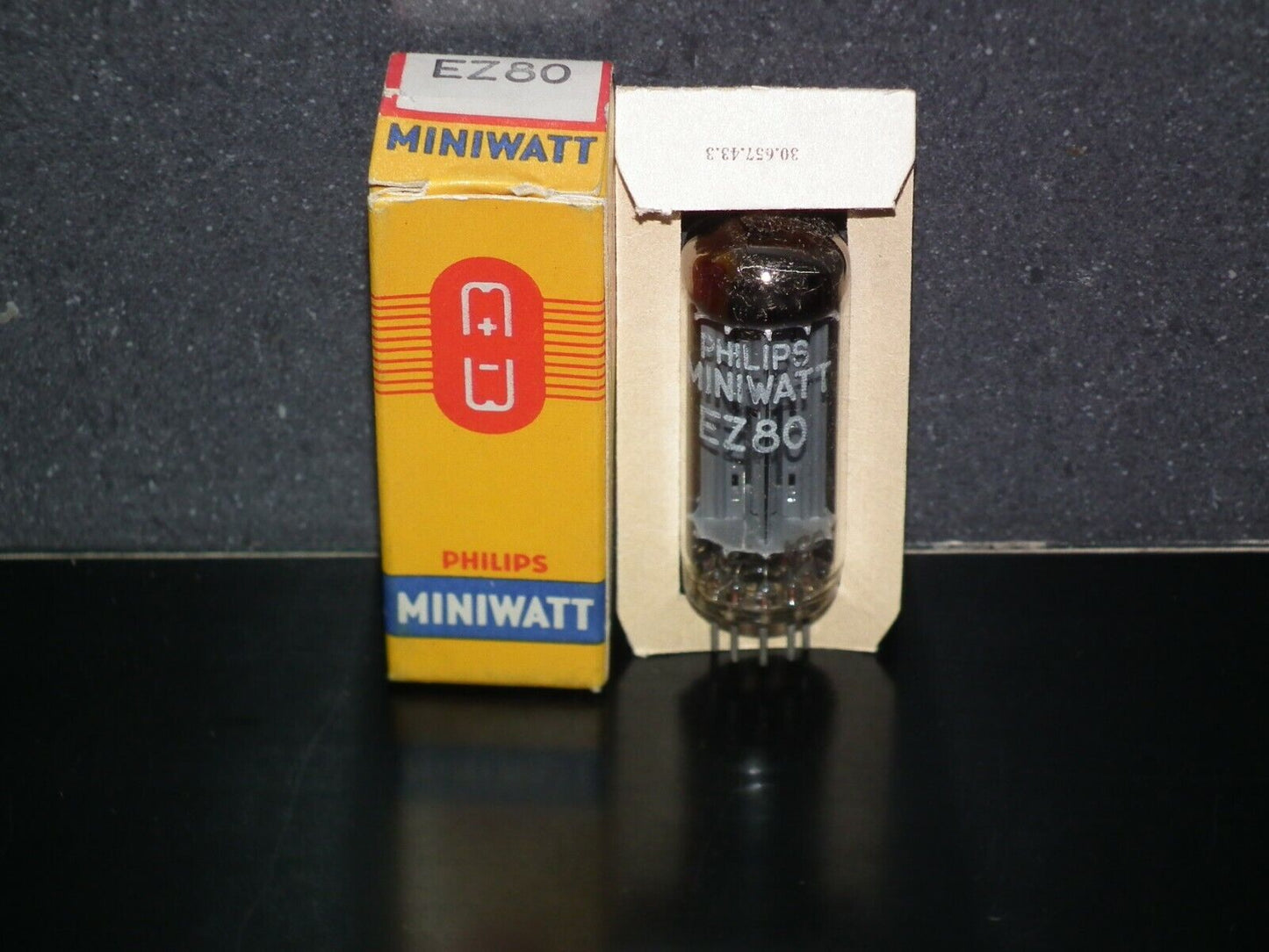 EZ80 Philips 6V4 NOS NIB RARE D Getter made by Mazda Brussels in 1960