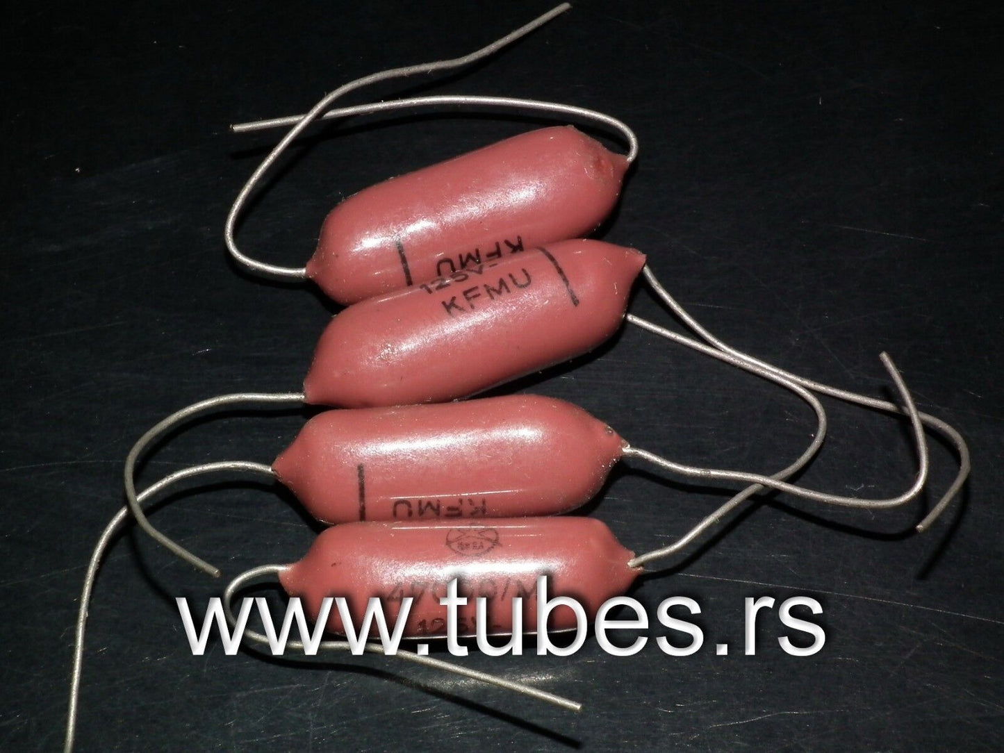 Four vintage NOS capacitors 47nF / 0.047uF 125V ISKRA KFMU metalized polyester
