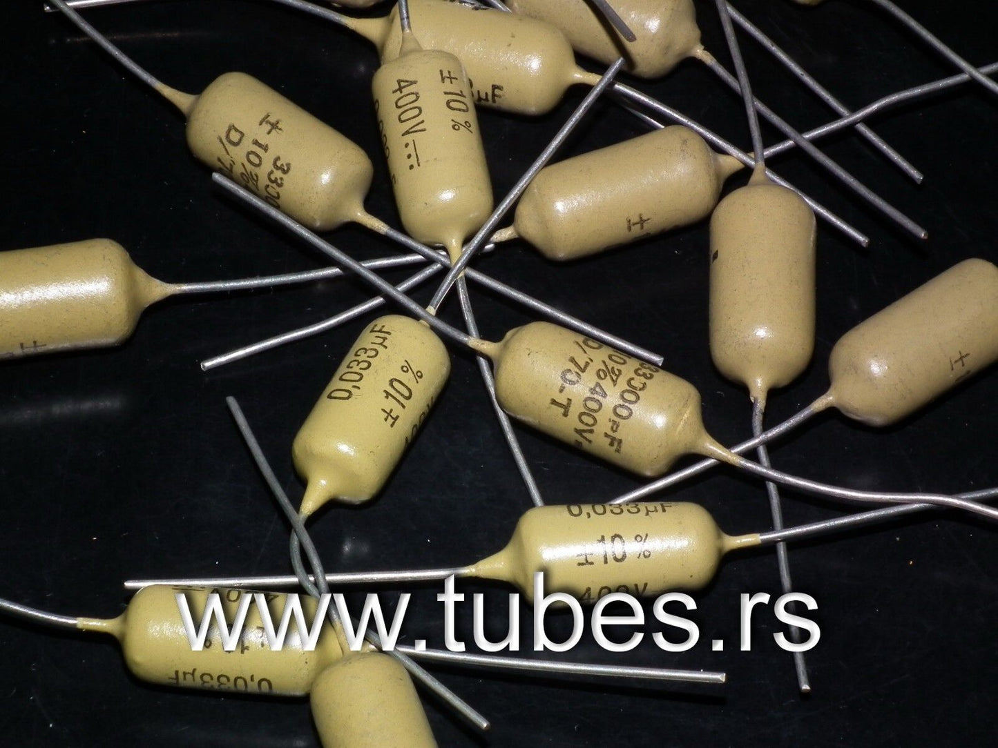 Two vintage Mullard Mustard Capacitors 0.033mfd / 400V (33nF) Marshall,Fender ..