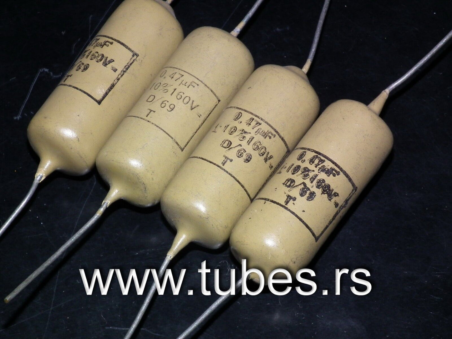 Two vintage Mullard Mustard Capacitors 0.47mfd / 160V (470nF) Marshall,Fender ..