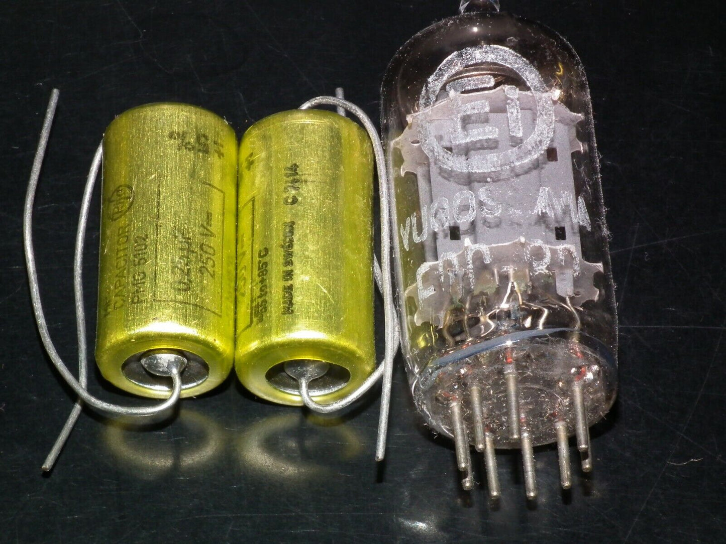 Two vintage MP capacitors 0.25 uF 250V Rifa Sweden PIO - Paper in oil capacitor