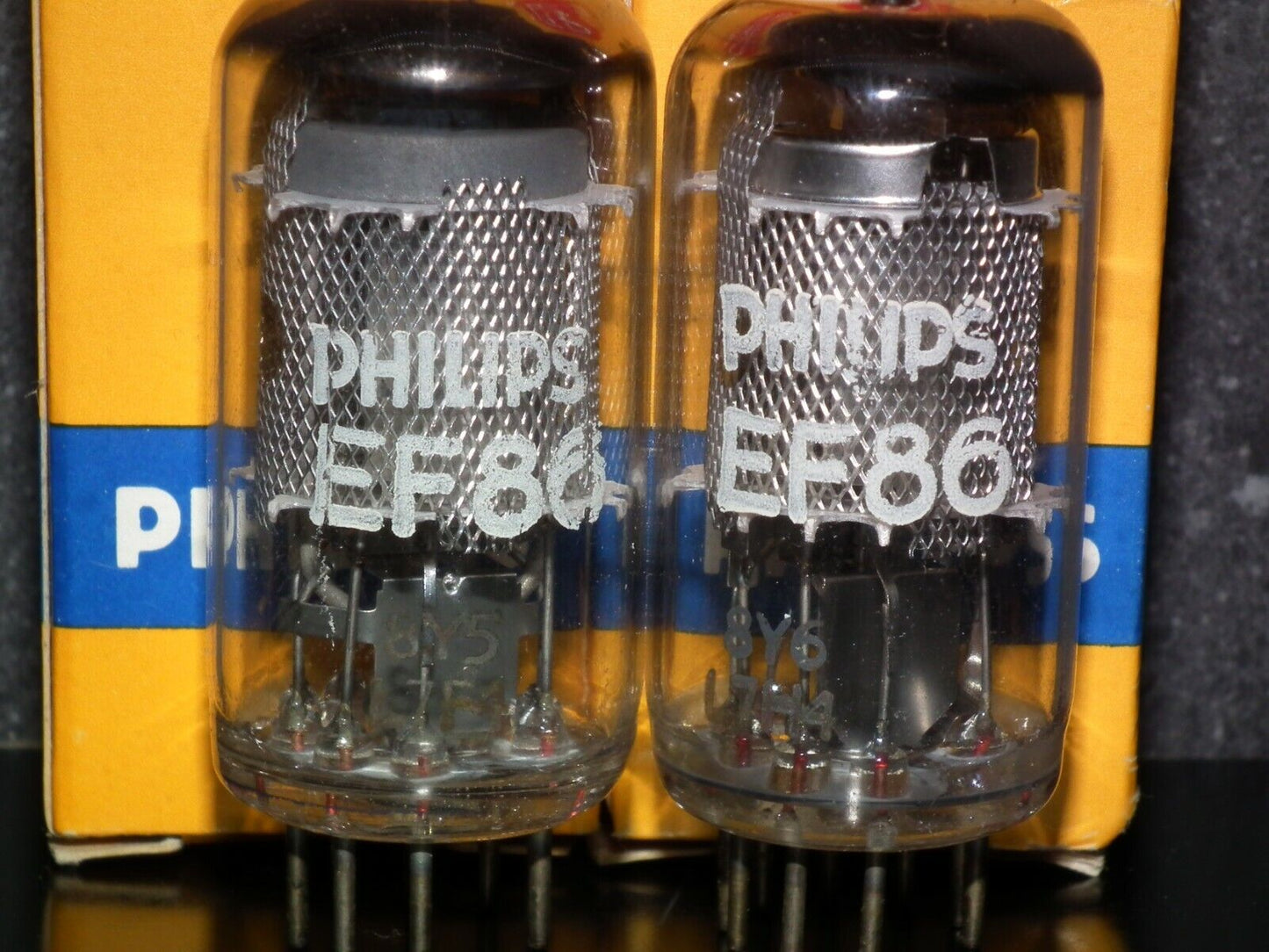 Platinum matched pair EF86 Philips 6267 NOS Mesh Plate Mazda Brussels 1967