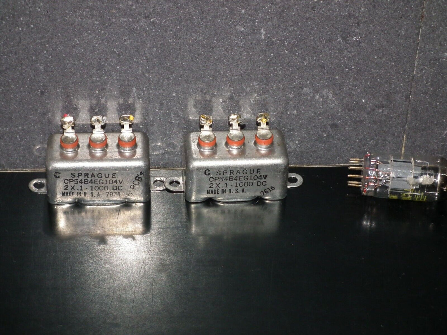 Two (2 pcs) RARE PIO Capacitors 2 x 0.1mfd 1000V 2 x 0.1u Sprague USA