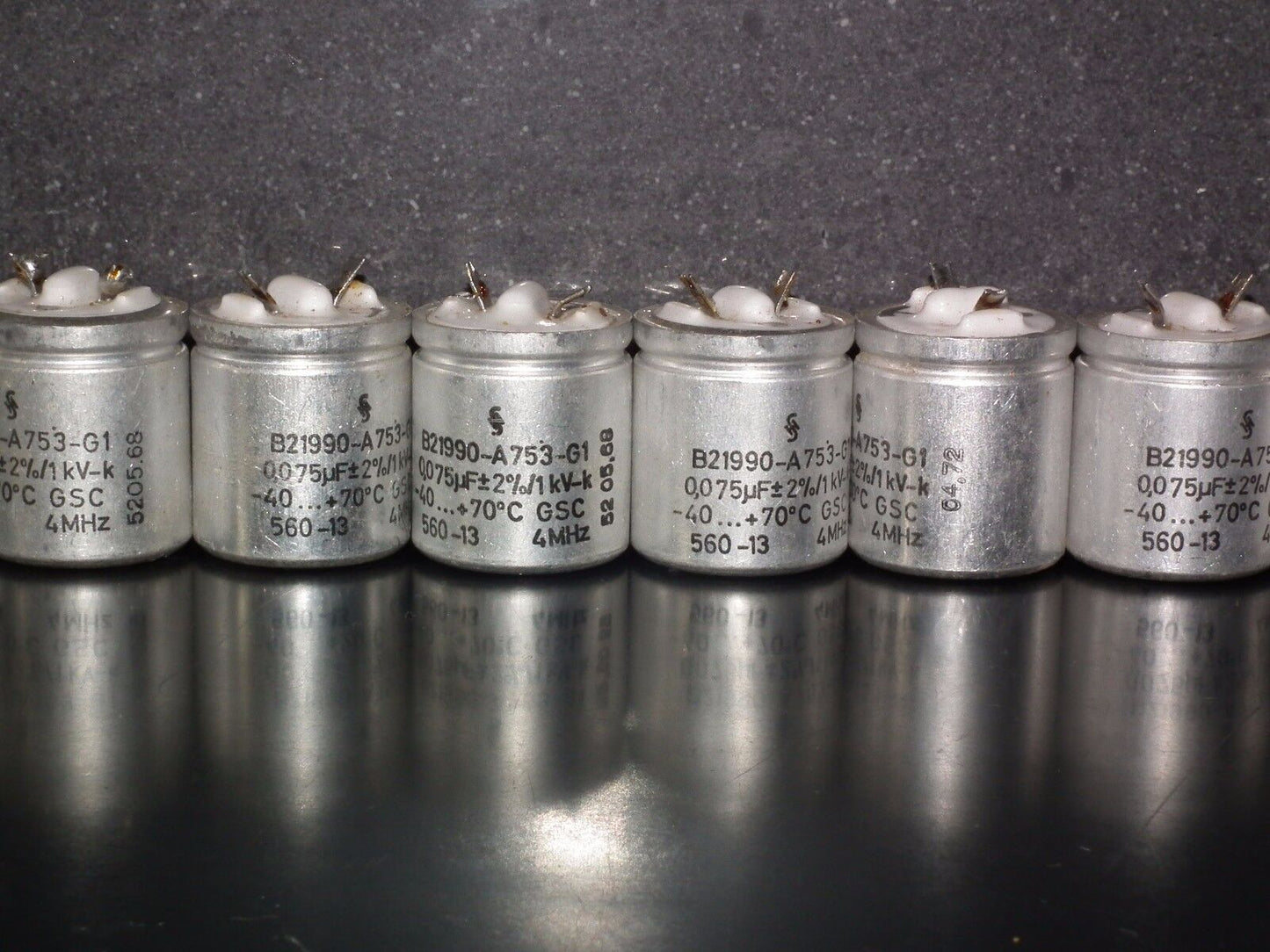 Two vintage Sikatrop Capacitors 0.075mfd / 1KV Siemens Klangfilm Hi End 75nF 1KV