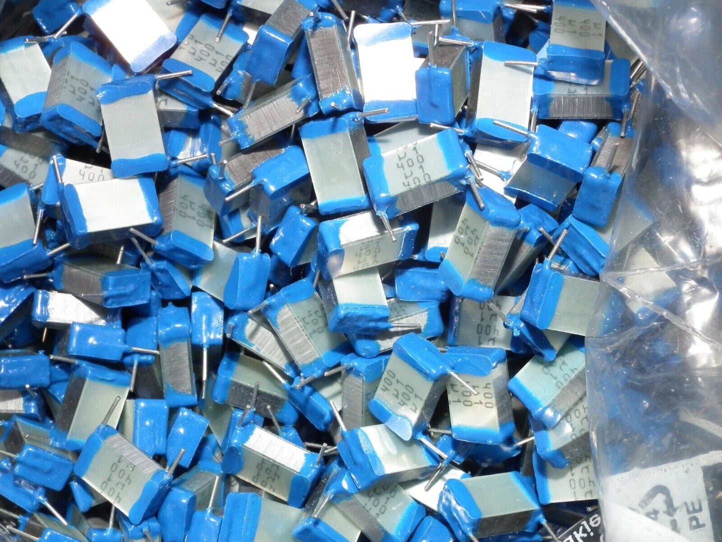 NOS Siemens 100nF 400V MKT Film Capacitor Silver Blue Cap 4pcs Tube Audio