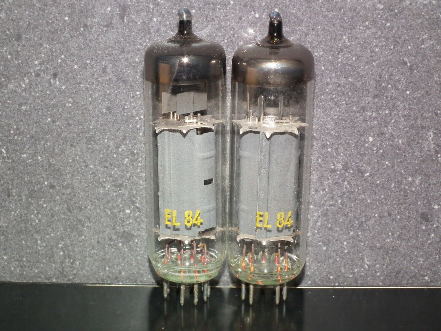 EL84 6BQ5 RFT Germany - NOS platinum matched pair early 60s - RARE WELDED PLATES