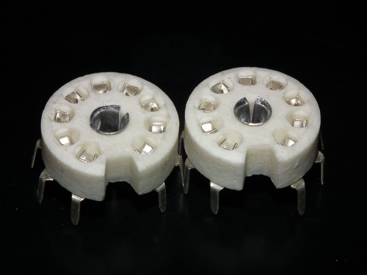 Two (2) VINTAGE NOS Noval Vacuum Tube Ceramic Socket for PCB West Germany 60s