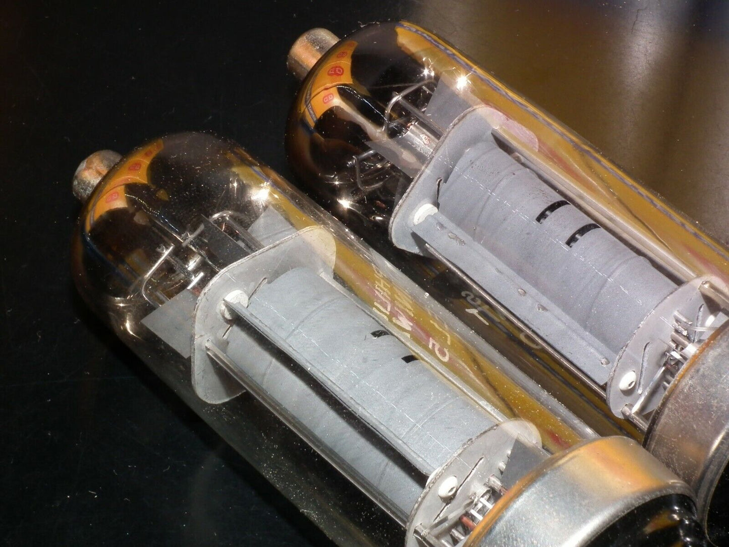 Matched Pair Philips EL50 Output Pentode RARE Dual D GETTER Metal Base same code