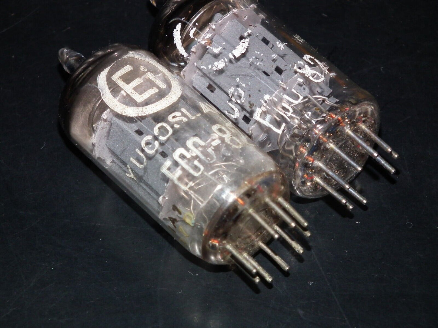 Matched Pair ECC82 12AU7 EI Yugoslavia Telefunken Long Smooth Plates 17mm Used