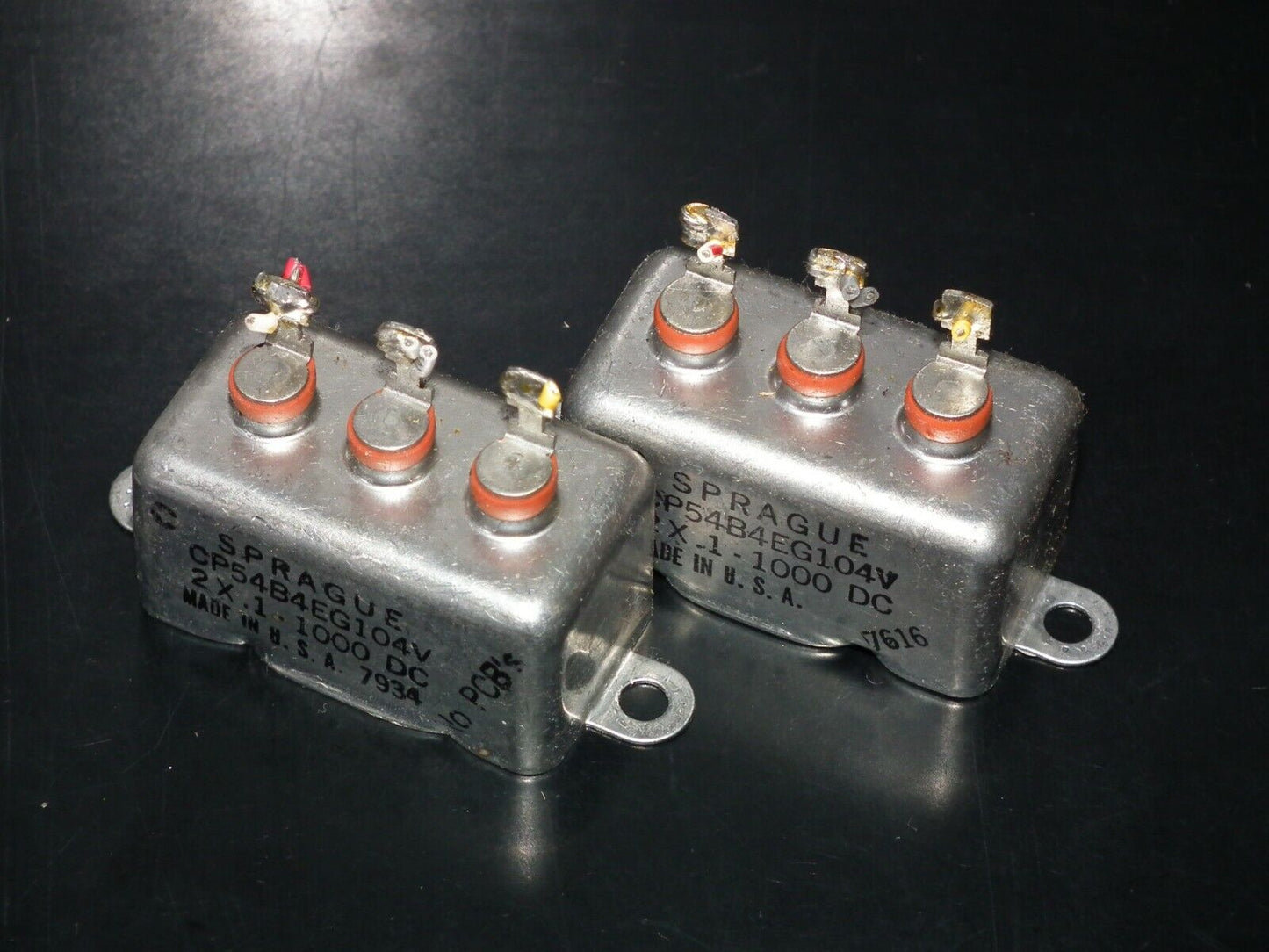 Two (2 pcs) RARE PIO Capacitors 2 x 0.1mfd 1000V 2 x 0.1u Sprague USA