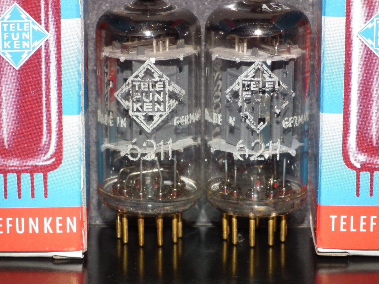 Platinum Matched Pair 6211 Telefunken ~ECC82 Tested NOS DB Gold Pins ULM ECC802S