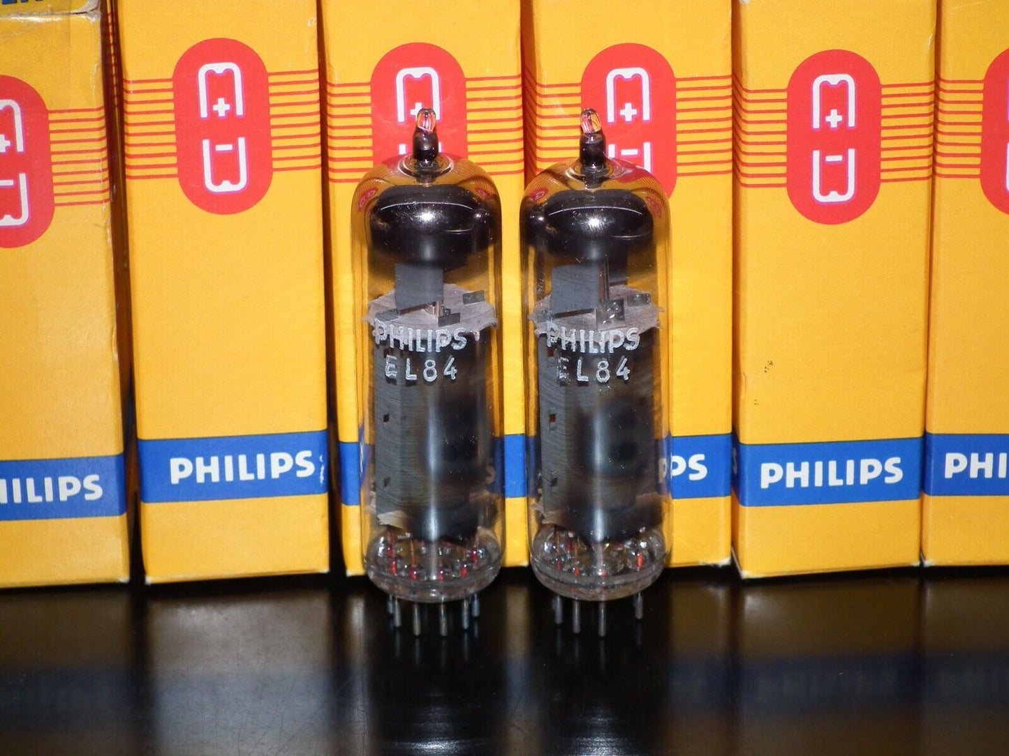 EL84 6BQ5 Tungsram Platinum Matched Pair NOS NIB Rebranded Philips early 70s